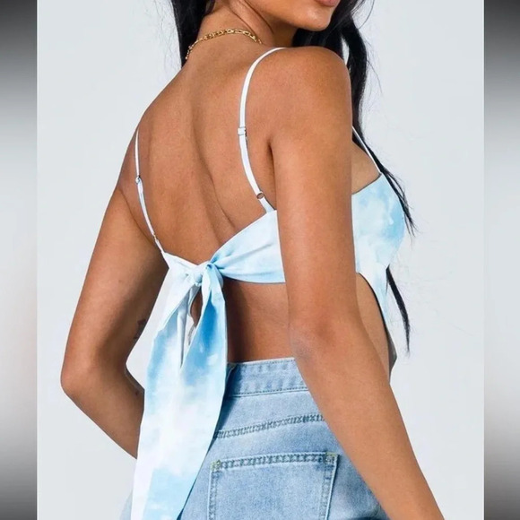 Princess Polly Iona Tie Dye Tie Back Cropped Bandana Tank Top - Picture 2 of 4